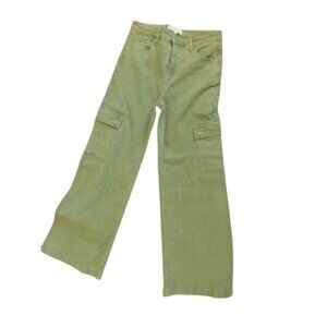 Risen Jeans Size 15/32 Distressed  Flared Wide Leg Denim Cargo Jeans